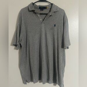 Polo Ralph Lauren Mens Short Sleeve Shirt XL Gray Navy Pony 100% Cotton Top